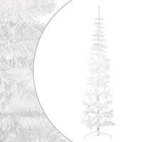 Slim Artificial Half Christmas Tree with Stand White 210 cm