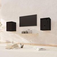 Wall Cabinets 2 pcs Black 30x30x40 cm Solid Wood Pine