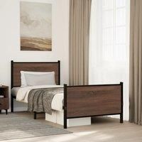 Metal Bed Frame without Mattress Brown Oak 90x190 cm Single