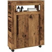 Narrow Bathroom Cabinet with Wheels Old Wood Engineered Wood