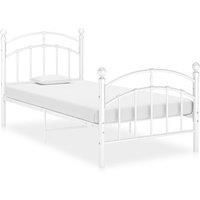 Bed Frame White Metal 100x200 cm