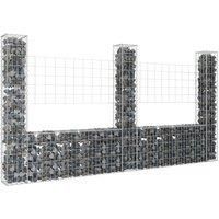 U-shape Gabion Basket with 3 Posts Iron 260x20x150 cm