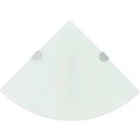 Corner Shelf with Chrome Supports Glass White 35x35 cm