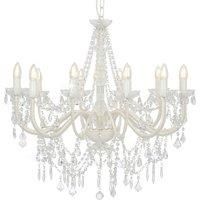 Chandelier with Beads White 12 x E14 Bulbs