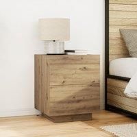 Bedside Cabinet with LED Lights Artisan Oak 45x40x55 cm