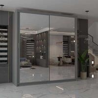 Cuba Sliding Mirror Wardrobe - LED Light 150cm x 217cm