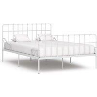 Bed Frame with Slatted Base White Metal 120x200 cm