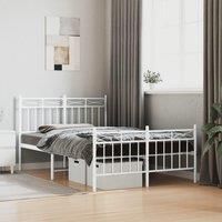 Metal Bed Frame with Headboard and Footboard White 120x200 cm