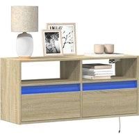 TV Wall Cabinet with LED Lights Sonoma Oak 100x31x45 cm