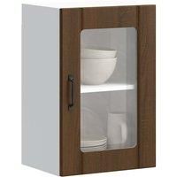 Kitchen Wall Cabinet with Glass Door Lucca Brown Oak