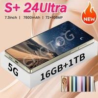New S+ 24 Ultra Original 7.3HD Mobile Phones 5G Dual Sim Smartphone 2025 Android 14 Global Version Cell Phone 7800mAh Cellphones