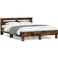 Bed Frame without Mattress Smoked Oak 140x190 cm