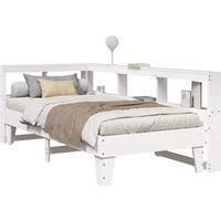 Bookcase Bed without Mattress White 90x190cm Solid Wood Pine