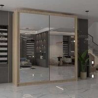 Cuba Sliding Mirror Wardrobe - LED Light 150cm x 217cm