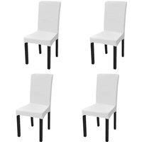 Straight Stretchable Chair Cover 4 pcs White