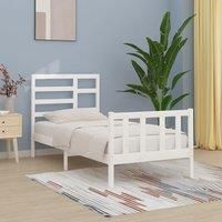 Bed Frame White Solid Wood Pine 90x200 cm
