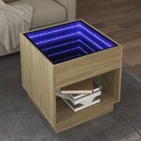 Coffee Table with Infinity LED Sonoma Oak 50x50x50 cm