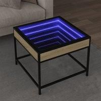 Coffee Table with Infinity LED Sonoma Oak 50x50x41 cm