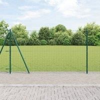 Fence Posts Set with Base Plates Set of 26 Green Metal