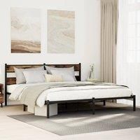 Metal Bed Frame without Mattress Smoked Oak 200x200 cm