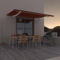 Manual Retractable Awning with LED 500x350 cm Orange and Brown