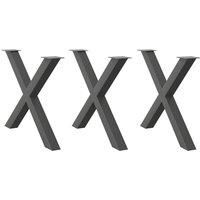 Dining Table Legs X-Shaped 3 pcs Anthracite 90x(72-73) cm Steel