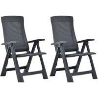 Garden Reclining Chairs 2 pcs Plastic Anthracite