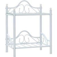 Bedside Table Steel and Tempered Glass 45x30.5x60 cm White
