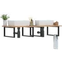 Basin Shelf Wall Mounted Steel and Solid Wood Acacia