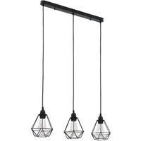 Ceiling Lamp with Diamond Design Black 3 x E27 Bulbs