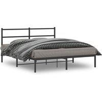 Metal Bed Frame without Mattress with Headboard Black 160x200cm