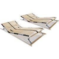 Slatted Bed Bases 2 pcs with 28 Slats 7 Zones 90x200 cm
