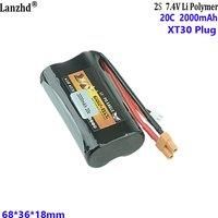 7.4V 2000mAh 20C 2S 18650 lithium battery pack For Eagle King Model aircraft and car model Huina 580, 583, 582 excavator