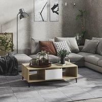 Coffee Table White and Sonoma Oak 103.5x60x35 cm Engineered Wood