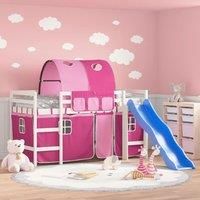 Kids' Loft Bed with Tunnel Pink 90x190 cm Solid Wood Pine