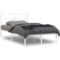 Metal Bed Frame without Mattress with Headboard White 120x190cm