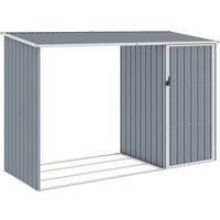 Garden Firewood Shed Grey 245x98x159 cm Galvanised Steel