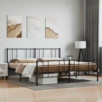 Metal Bed Frame with Headboard and Footboard Black 193x203 cm