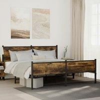 Metal Bed Frame without Mattress Smoked Oak 180x200 cm Super King