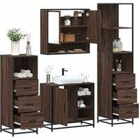 4Piece Bathroom Furniture SetBrown Oak Engineered Wood