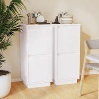 Sideboards 2 pcs White 31.5x34x75 cm Solid Wood Pine