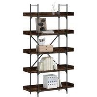 Bookcase 5-Tier Smoked Oak 100x33x180.5 cm Engineered Wood