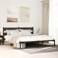 Bed Frame without Mattress with Headboard Brown Oak 180x200 cm Super King