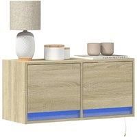 TV Wall Cabinet with LED Lights Sonoma Oak 80x31x35 cm