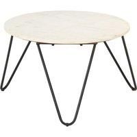 Coffee Table White 65x65x42 cm Real Stone with Marble Texture