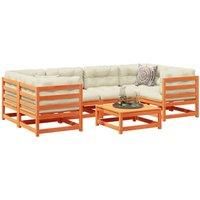 7 Piece Garden Sofa Set Wax Brown Solid Wood Pine