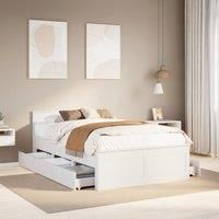Bed Frame without Mattress with Headboard White 120x200 cm Solid Wood Pine