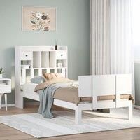Bookcase Bed without Mattress White 100x200cm Solid Wood Pine