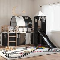 Bunk Bed without Mattress with Slide White and Black 90x190 cm Single
