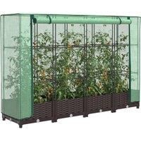 Raised Bed with Greenhouse Cover Rattan Look 160x40x123 cm